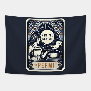 The Permit Hermit Housewife Funny Tarot Card Pun Horoscope Tapestry