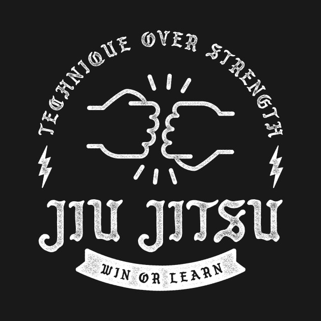 Jiu Jitsu: Blackletter Fist Bump White by SurfYogaBJJ