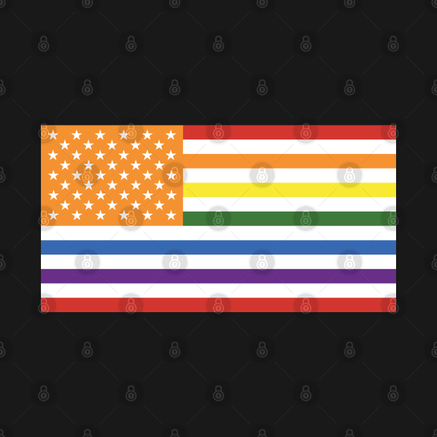 LGBTQ+ PRIDE US FLAG - AMERICAN FLAG IN THE PRIDE RAINBOW FLAG COLOURS by CliffordHayes