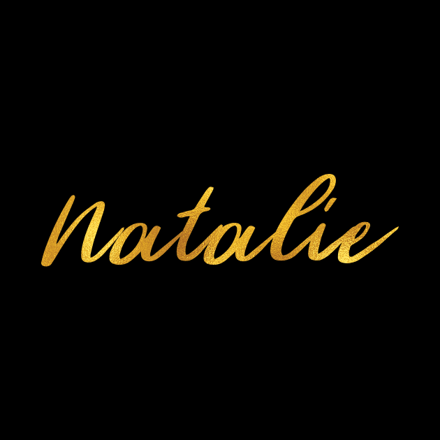 Natalie Name Hand Lettering in Faux Gold Letters by Pixel On Fire
