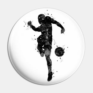 Soccer Boy Player Black and White Pin