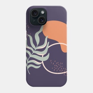 Abstract shapes lines and leaves digital design illustration Phone Case