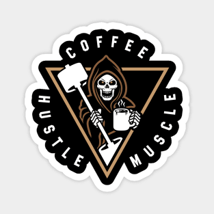 Coffee Hustle Muscle Grim Reaper Magnet