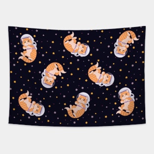 Astronaut Cat In Outer Pattern Tapestry