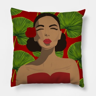 Tropical Rose Woman Pillow