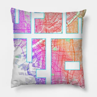 Osaka, Japan City Map Typography - Colorful Pillow