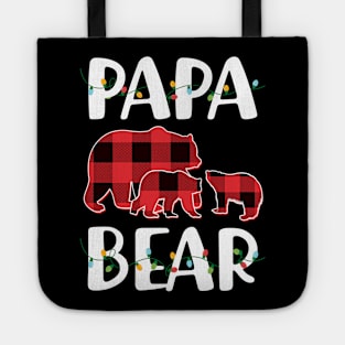 Papa Bear Red Plaid Christmas Pajama Matching Family Gift Tote