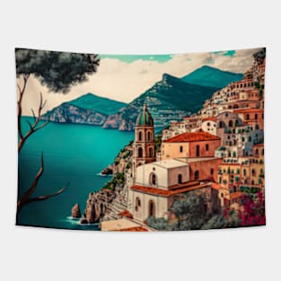 Positano Amalfi Coast Italy Painting Tapestry