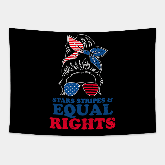 Retro Pro Choice Messy Bun Women's Stars Stripes Equal Rights Tapestry by BadDesignCo