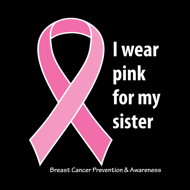 Breast cancer ribbon for sister, white type by Just Winging It Designs