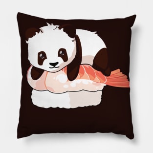 Panda on a shrimp sushi Pillow