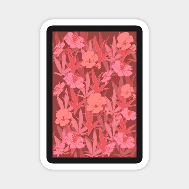 Pink flower pattern Magnet by PedaDesign