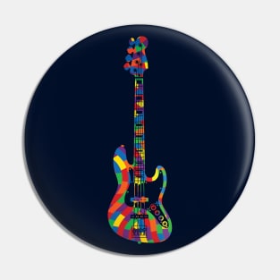 J-Style Bass Guitar Colorful Texture Pin