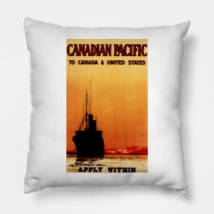 To Canada And United States Cruises Apply Within Vintage Ship Advertisement Pillow