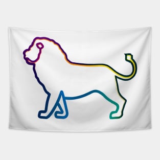 Cute Color Gradient Lion Shape Outline Drawing Tapestry