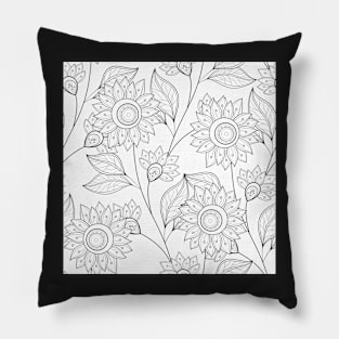 Non Colored Pattern with Floral Motifs Pillow