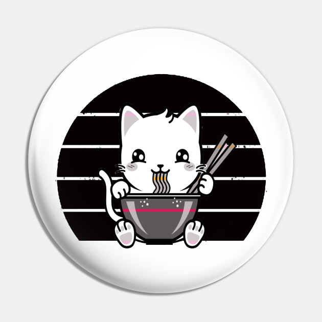 Kawaii Cute Cat Kawaii Cute Cat Eating Ramen Noodles Pin