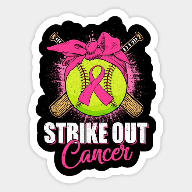 Strike Out Breast Cancer Awareness Softball Pink Ribbon - Strike Out Breast  Cancer Awareness Soft - Sticker