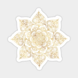 Elegant White Gold Mandala Floral Magnet