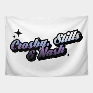 Crosby, Stills And Nash - Retro Classic Typography Style Tapestry