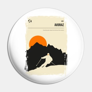 Avoriaz Skiing Minimal Vintage Travel Poster Pin