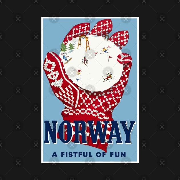 Norway, Travel Ski Poster by BokeeLee