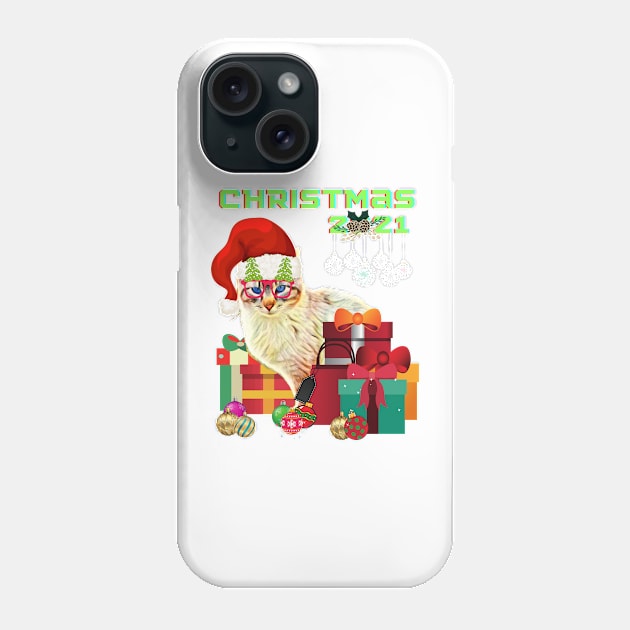 Merry Christmas 2021, Cat with a hat, Christmas gift Phone Case by BeatyinChaos