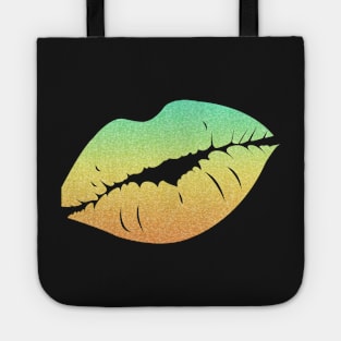 Teal Orange Ombre Ocean Faux Glitter Lips Tote