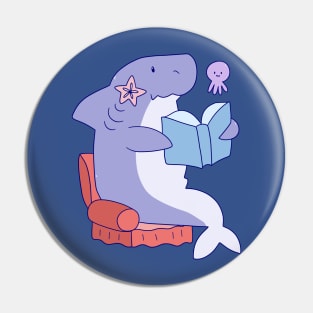 Shark Reading Pin