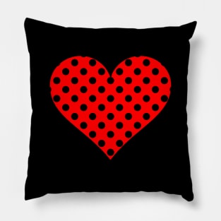 Red and Black Polka Dot Heart Pillow