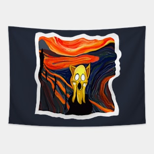 The Scream Emoji Cat Tapestry