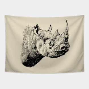 Black Rhino in Profile | African Wildlife Tapestry