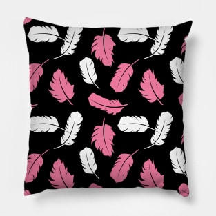 Pink and White feathers pattern Pillow