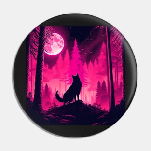 Quirky Magenta Wolf Pin