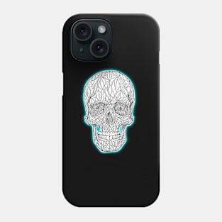 Skull drawing with light blue glow Phone Case