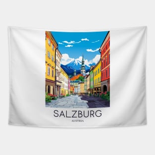 A Pop Art Travel Print of Salzburg - Austria Tapestry