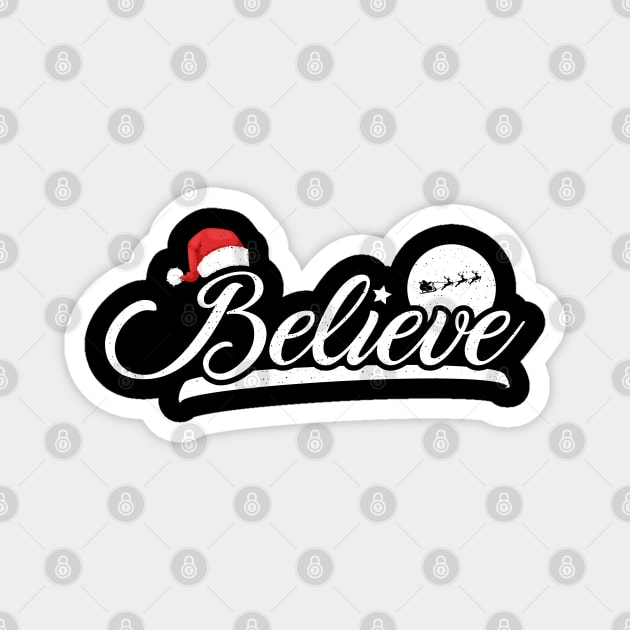 Believe Christmas Santa Claus Hat Cute Funny Xmas Magnet by trendingoriginals