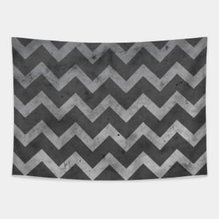 Gray white vintage chevron pattern lines retro distressed Tapestry