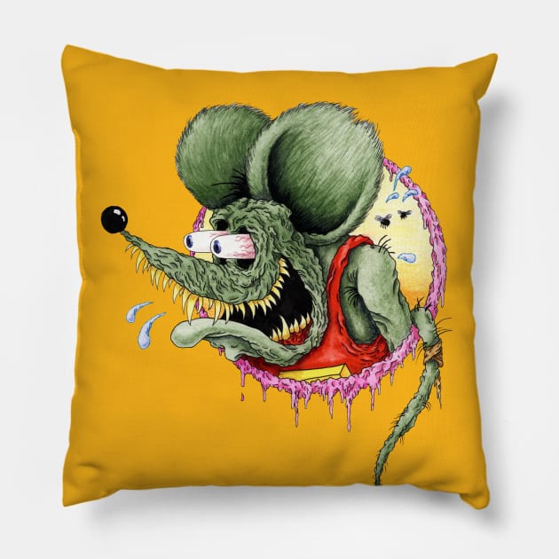 Classic Rat Fink Pillow by ScottBokma