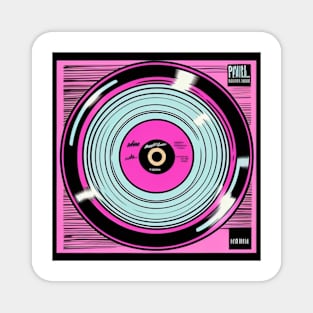 Pink and Black Framed Vinyl Record Graphic Magnet