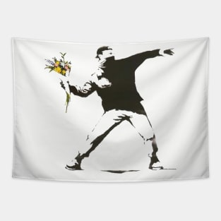 Banksy flower grenade Tapestry