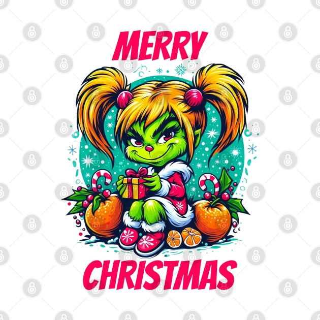 Grinch Christmas Girl by BukovskyART