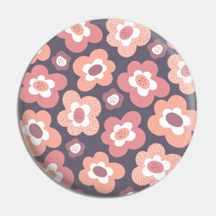 Funky Floral Pattern in Pink and Lavender Pin