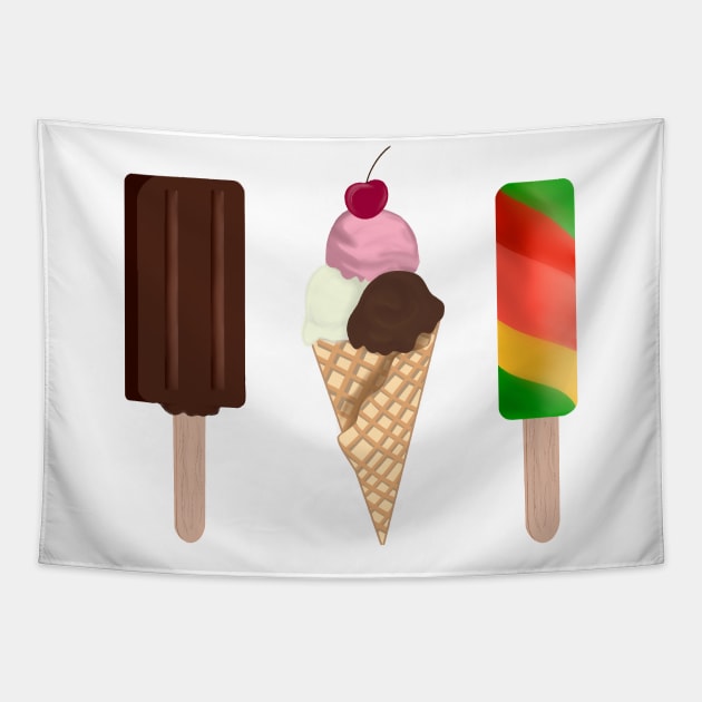 3 ice creams Tapestry by Andrea Ruiz Designs