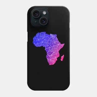 Colorful mandala art map of Africa with text in blue and violet Phone Case