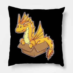 Golden Dragon In A Box Pillow