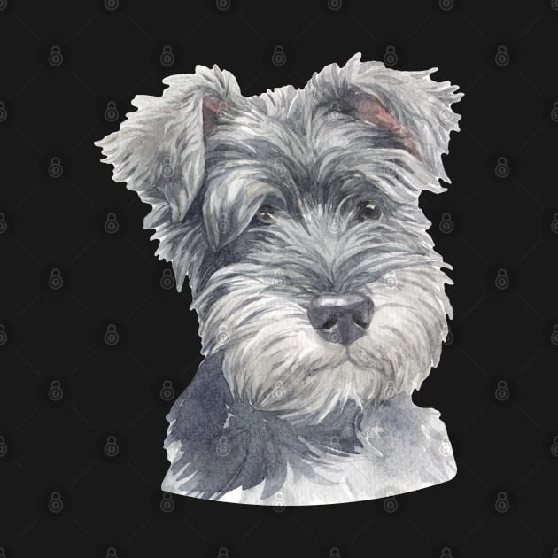 Cute Miniature Schnauzer Watercolor Art by doglovershirts