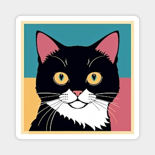 Black Tuxedo Cat Graphic Magnet