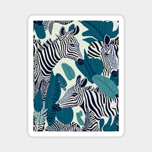 Modern Savanna Zebra Zoo Animals  Illustration Magnet