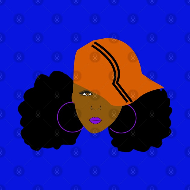 Afro Puff Orange Hat Girl by blackartmattersshop